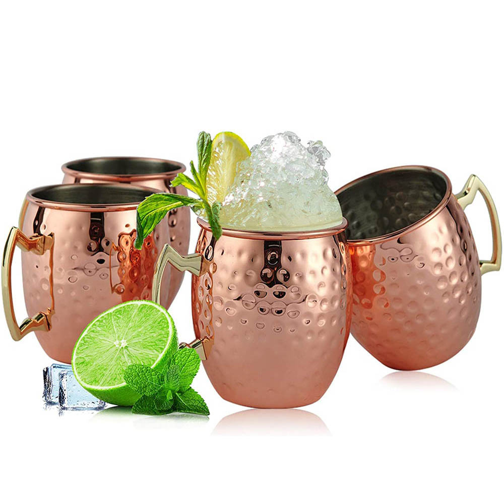 Mule Copper Mug - 銅メッキのマグカップ,18オンス,100% 手作り,2個,カップ,マグカップ,コーヒーカップ,ワインカップ,金メッキ,バーツール