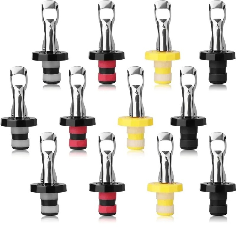 Wine Preservation Pump - 1/12 個真空ボトルストッパーシリコーンワインボトルストッパー手動プレスワインボトルストッパー密封された漏れ防止ボトルキャップ