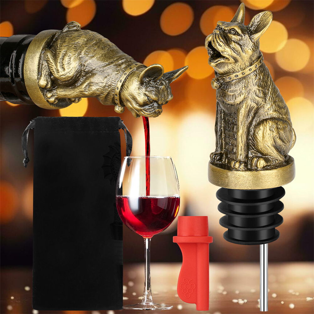 Wine Preservation Pump - フレンチブルドッグワインボトルストッパー、かわいいシャンパンボトル、飲料真空シール、結婚式のキッチンツール、バーの装飾アクセサリー、プーアー