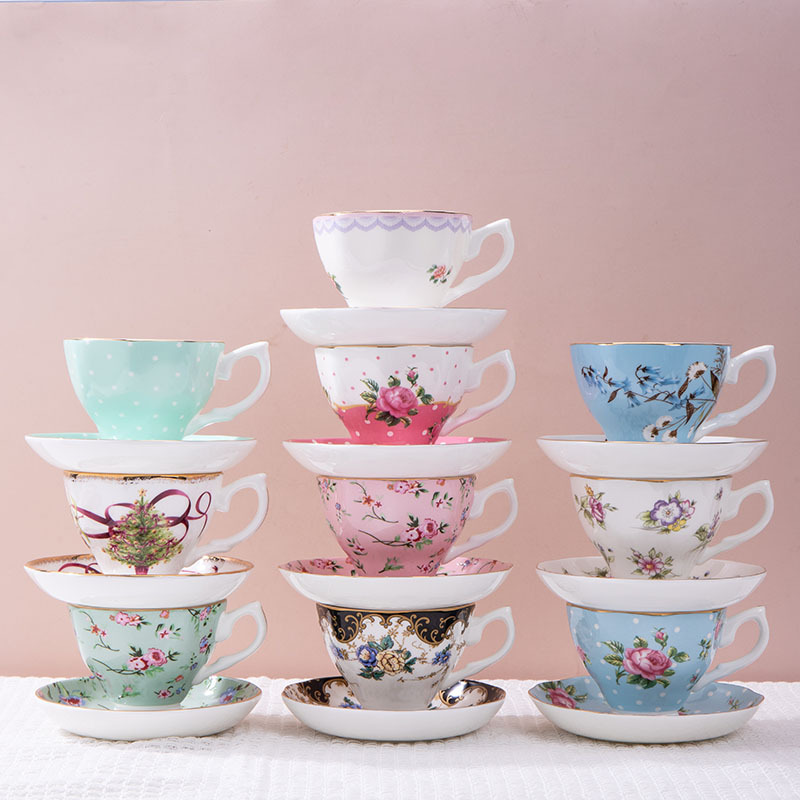 Old Fashioned Glass - 1個入り フランス製セラミックコーヒーカップセット ヨーロッパ風ボーンチャイナ アフタヌーンティーカップ＆プレート 宮廷風ハイティーサービス 家庭用キッチン向け