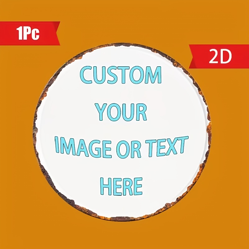 Home Bar Cafe - カスタムラウンドメタルティンサイン、パーソナライズされた2Dヴィンテージ風錆びたエッジの壁飾り、ホームバーカフェガレージ用カスタム画像テキストプレート