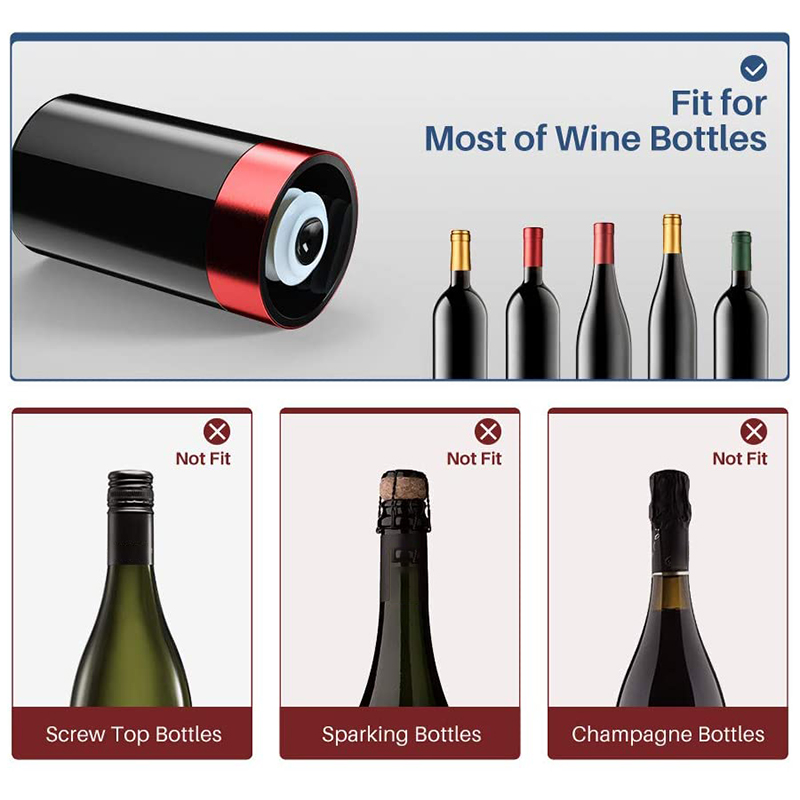 真空電気ワインボトルストッパー、再利用可能なコルク、プリザー - Wine Preservation Pump のレビューと価格