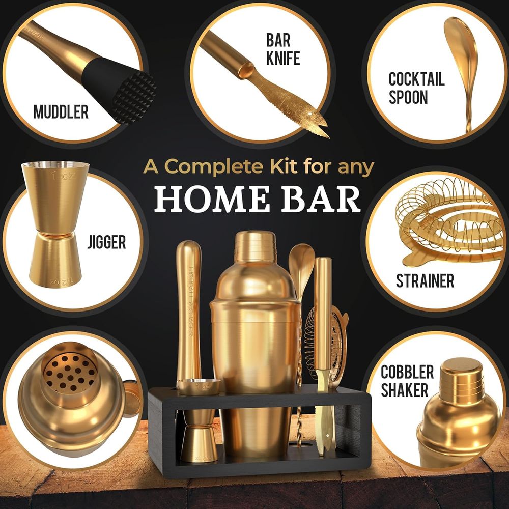 カクテルシェーカーセット：バーテンダーキットまたはホームバー - Cocktail Recipe Book のレビューと価格