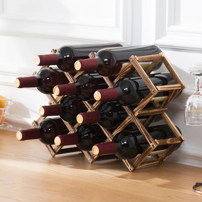 積み重ね可能なワイン収納棚 3、5、6、10 ボトル木製ワイ - Home Bar And Cabinet のレビューと価格