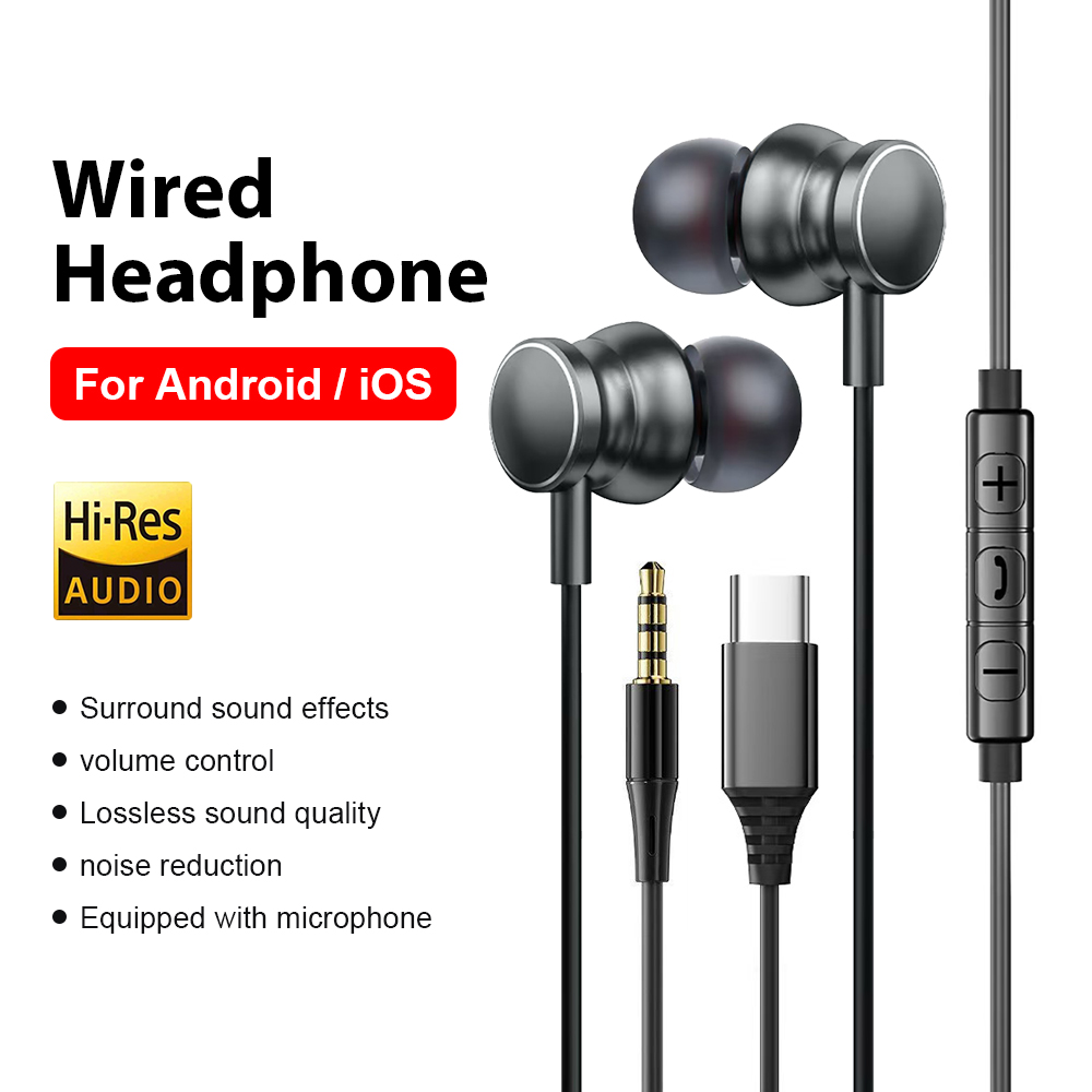 Type C 有線ヘッドホン 3.5mm HiFi ノイズキ - Home Bar Iphone のレビューと価格